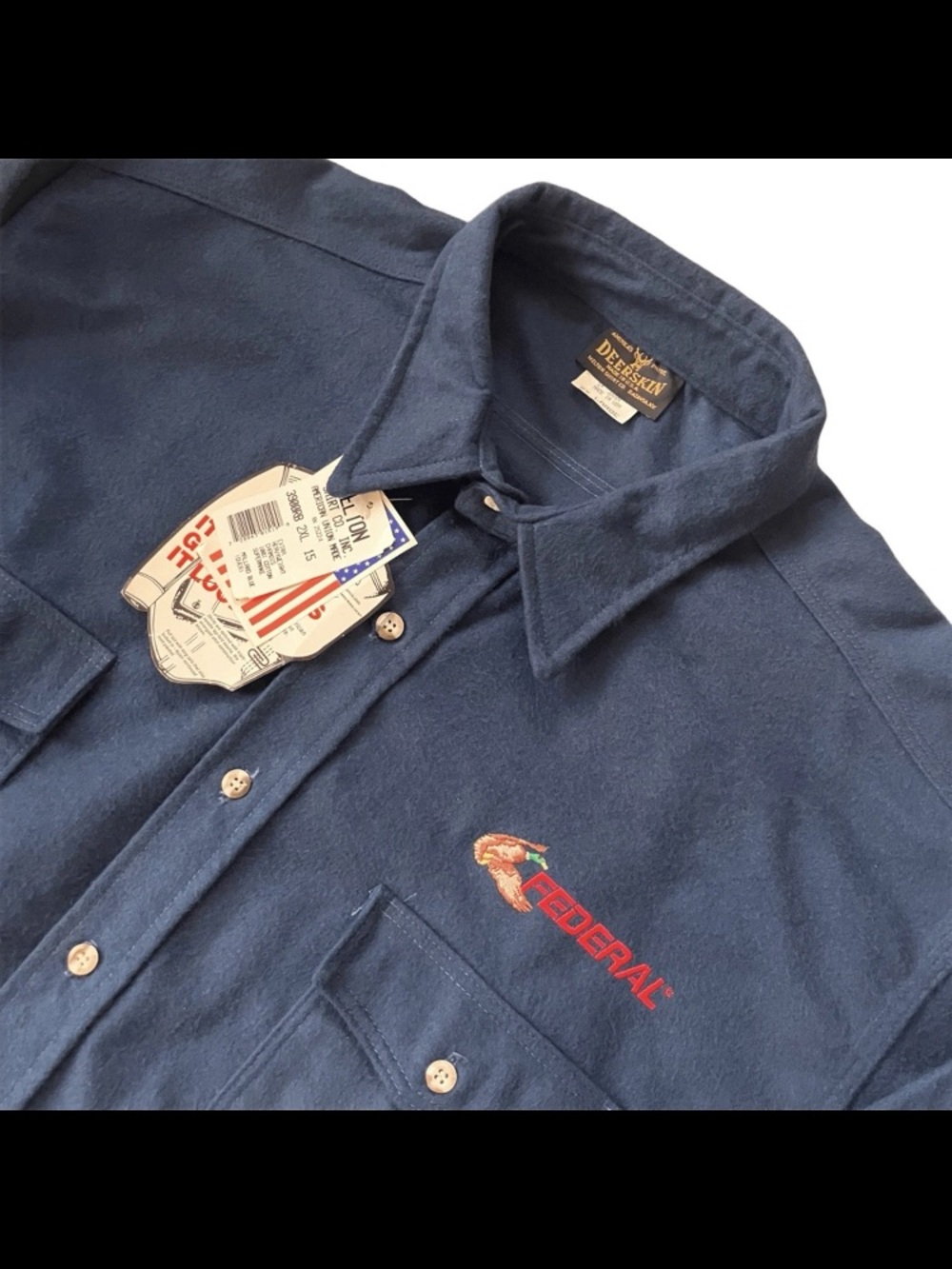 NOS Federal Ammunition Deerskin Chamois Heavy Mallard Blue Work 2XL